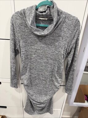 Women's Gray Marled Cowl Neck Sweater Dress